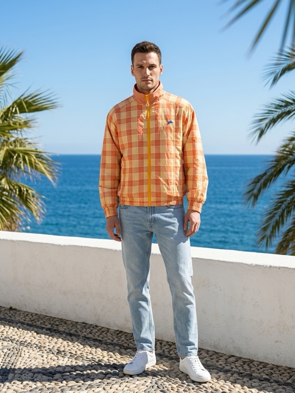 James Tattersall Retro Y2K Sport Reversible Striped Jacket Orange Size XL READ